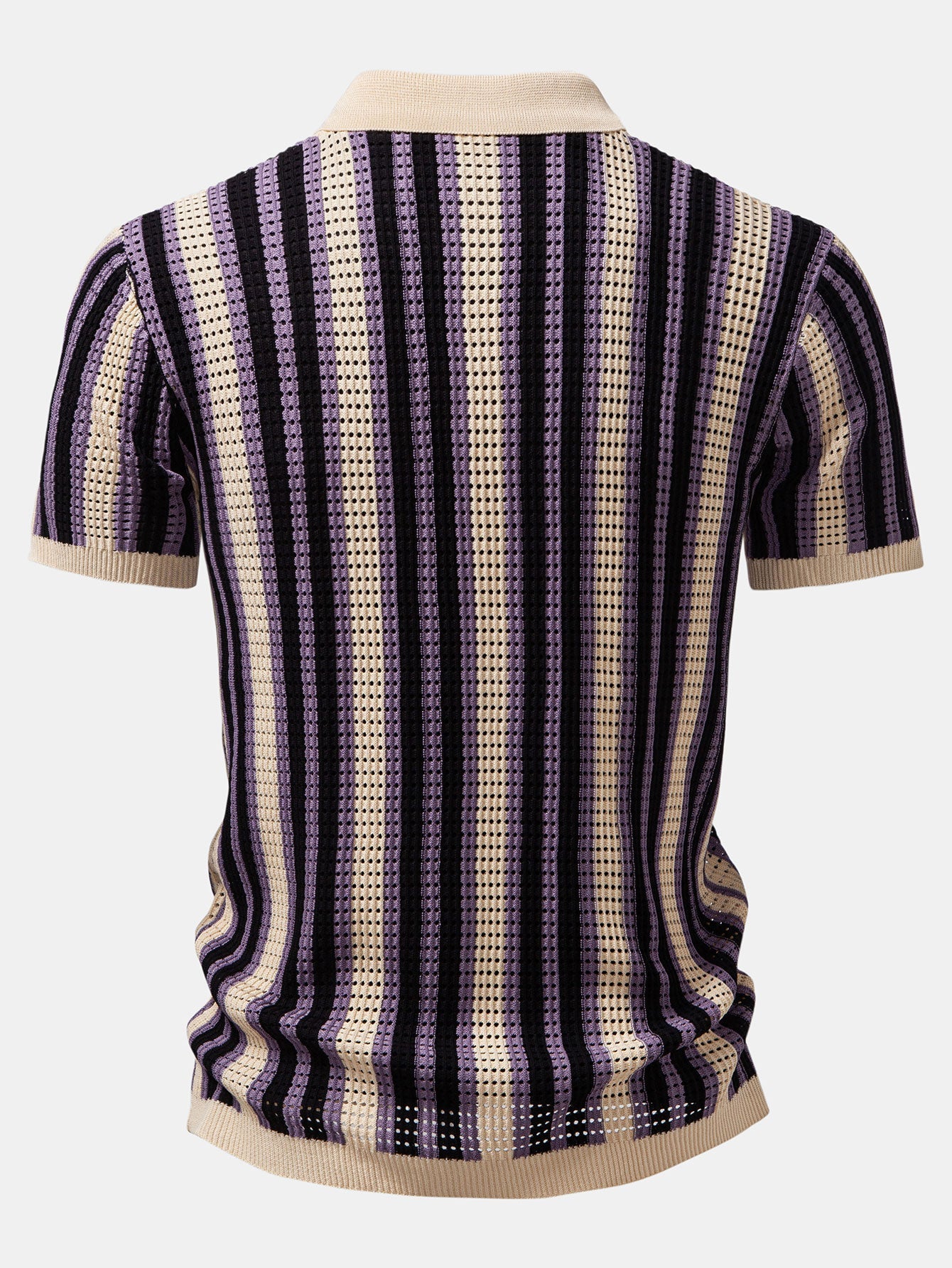 CAMICIA A RIGHE CON OCCHIELLI ALL'UNCINETTO