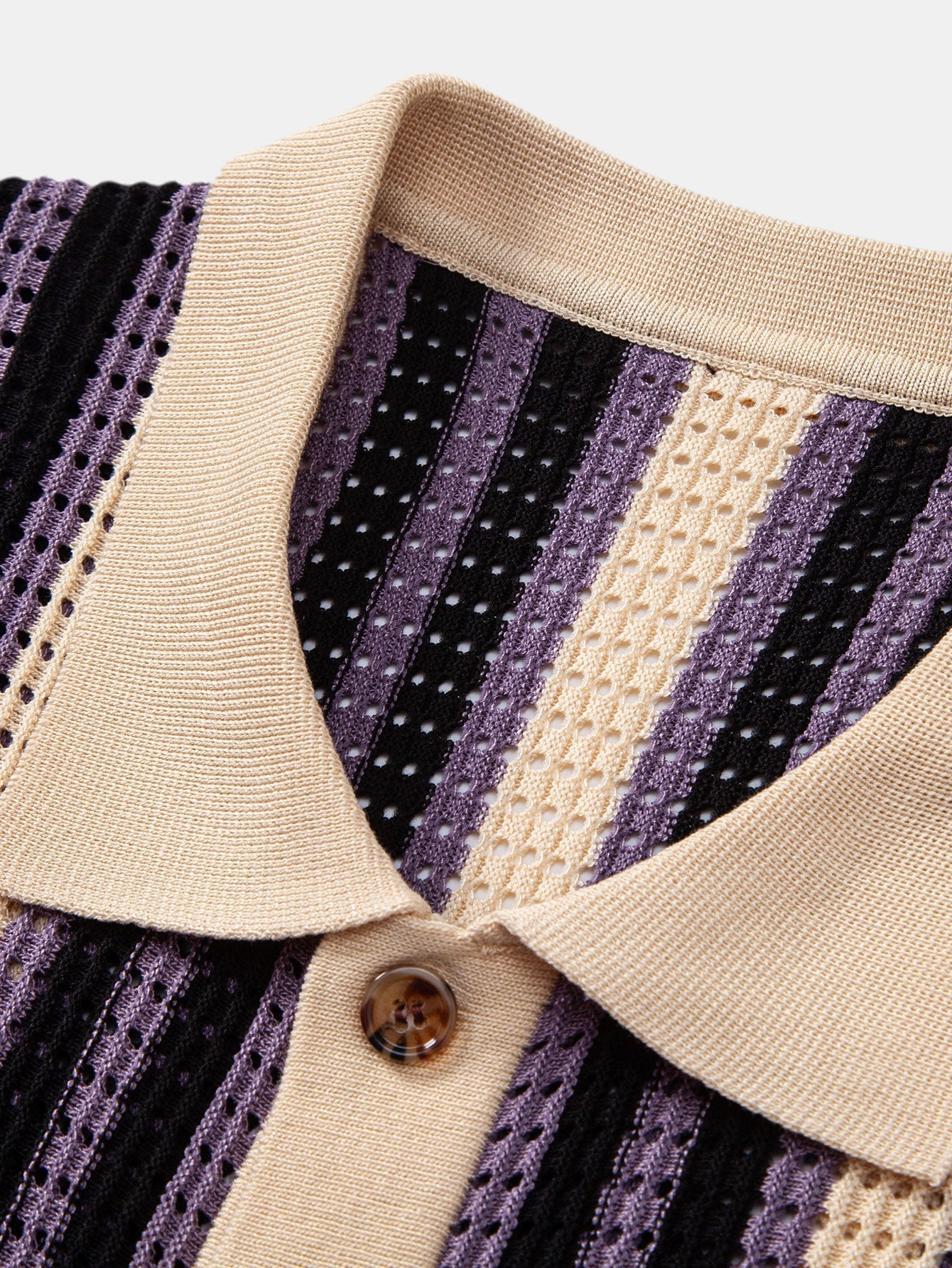CAMICIA A RIGHE CON OCCHIELLI ALL'UNCINETTO
